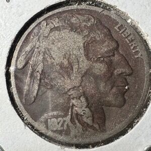 1927 Buffalo Nickel Five Cents Coin Liberty Native American Indian Head Vintage